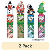 (2 pack) Push Pop Toppers Christmas Lollipop Candy, Individual Candy, Assorted Flavors, 0.5 oz.