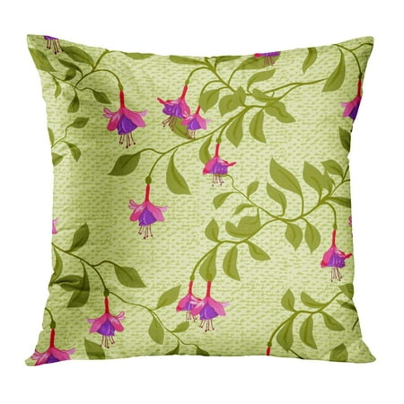 Fuschia Pillow Cases ECCOT Pink Pattern Vintage Fuchsia Flower Fuschia Authentic Bloom Blossom Bouquet PillowCase Pillow Cover 20x20 inch ()