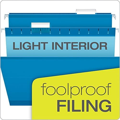 Reinforced Hanging File Folders, Letter Size, Blue, 1/5 Cut, 25/BX (4152 1/5 BLU) (Pack of 2)