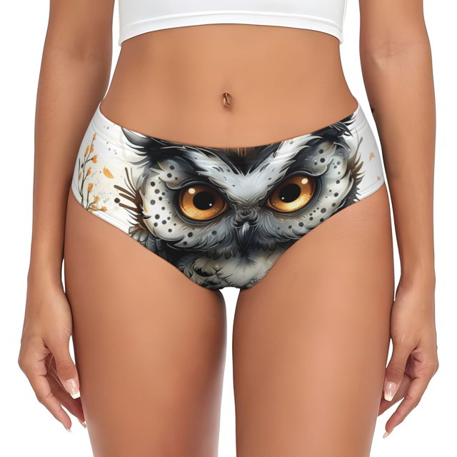 Balery Whimsical Owl On Branch Ropa Interior de Algodón para Mujer con Dibujo – Braguitas Cómodas y Elásticas, Estilo Clásico-XX-Large