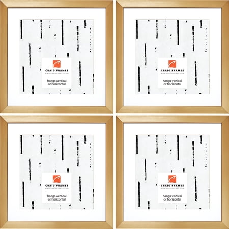Craig Frames Modern Aesthetics 125, 12x12 inch Picture Frame Matted for a 9x9 Photo, Gold, Set of 4