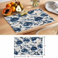 thumbnail image 6 of Navy Blue Peony Placemats Set of 8 Retro Floral Botanical Blossom Place Mats Indoor Wipeable Table Mats Washable Cloth Dining Table Placemats for Kitchen Holiday Party Home Decor 13x19 Inch, 6 of 9