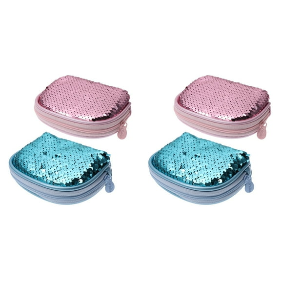 RENACLIPY 4Pcs Glitter Purse Set for Girls and Women, Small Wallets for Keys, Folded Bills, and Change