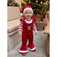 thumbnail image 6 of RUINIXCW Baby Girl Christmas Outfits Long Sleeve Ruffle Romper + Flare Pants + Hat, 6 of 8