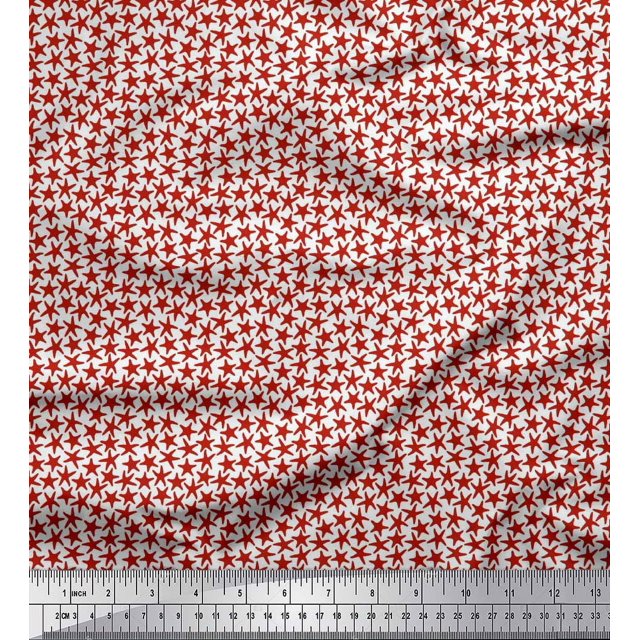 Soimoi Silk Fabric Stars Star Printed Fabric 1 Yard 42 Inch Wide