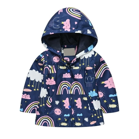 

Dr.Eam Toddler Trench Hoodie Coats Toddler Kids Baby Boys Girls Long Sleeve Prints Windproof Jacket Hooded Lightweight Kids Coats Windbreaker Casual Outerwear Tops Boys Girls Navy 2 Y-3 Y