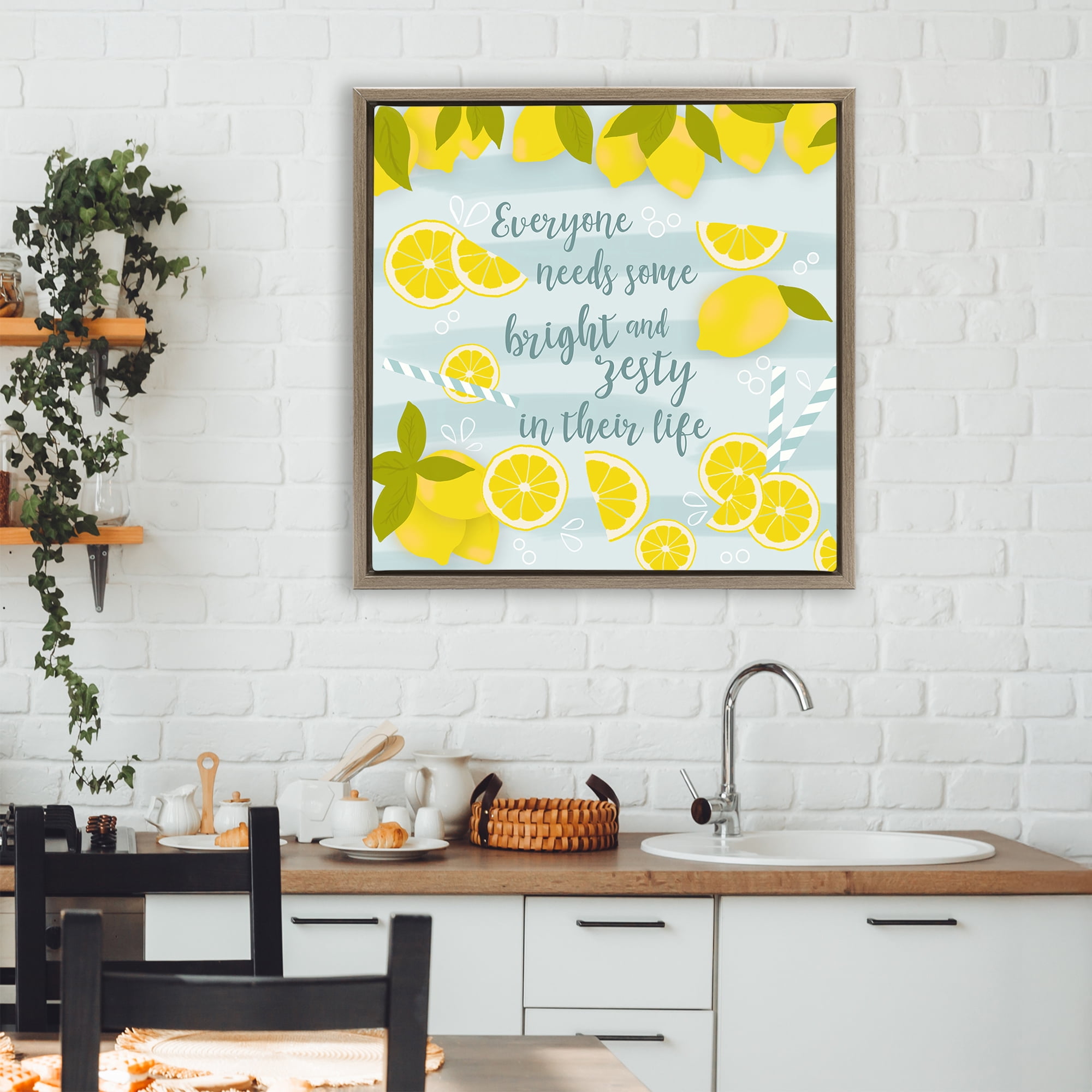 Stupell Industries Everyone Needs Bright & Zesty Brown Framed Floater Canvas Wall Art, design by Anna Quach