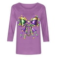 thumbnail image 4 of Gamivast Mardi Gras Shirts for Women Funny Graphic 3/4 Sleeve Crew Neck Pullover Casual Loose Tunic Cute Holiday Blouses Carnival Party Outfits, 4 of 6