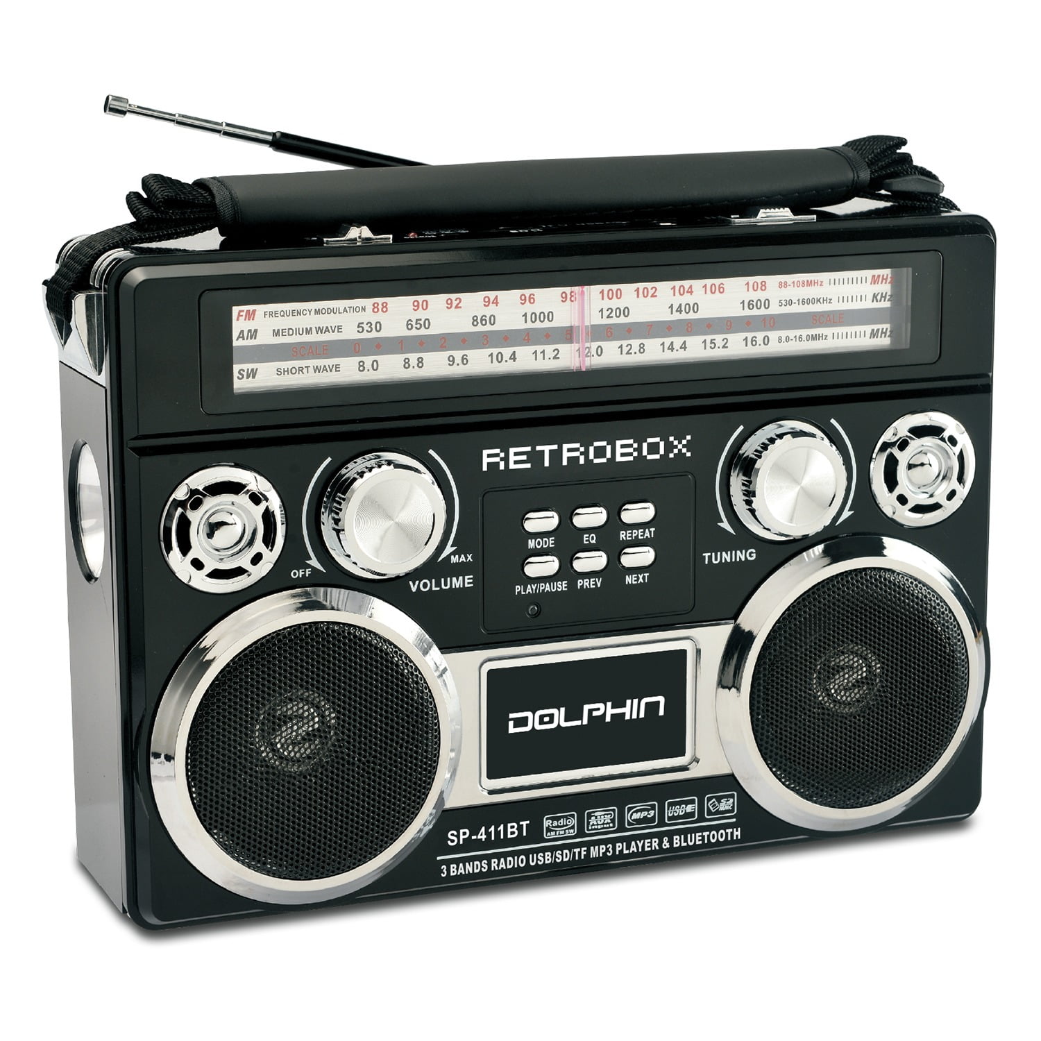 Dolphin Audio RETROBOX Portable Mini Bluetooth Speaker, Black