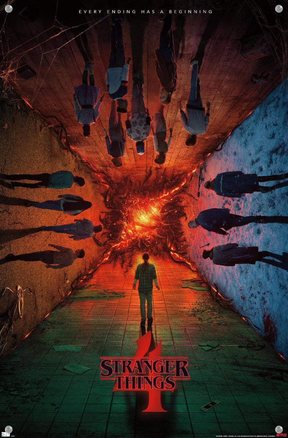 Netflix Stranger Things: Season 4 - Group Teaser One Sheet 22.375" x 34" Wall Poster with Poster Mounts, by Trends International