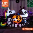 thumbnail image 2 of Joiedomi Decoraciones inflables de Halloween de 6 pies de largo para exteriores, explosiones de Halloween para decoraciones de patio, esqueleto inflable sentado unicornio y dinosaurio con calabaza par, 2 of 5