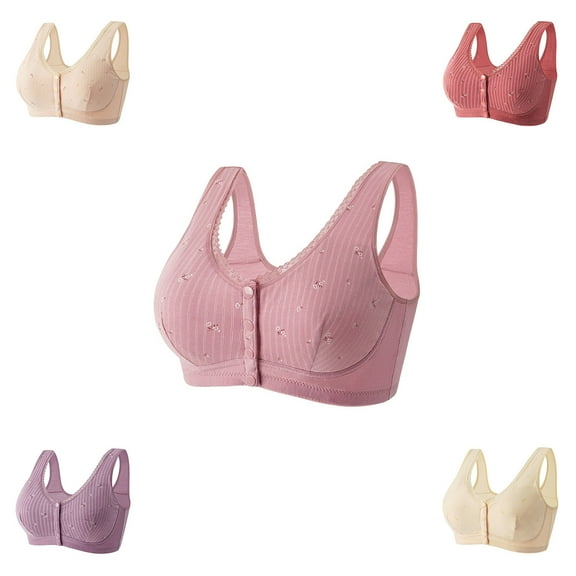 Nursing Bras for Breastfeeding Casual Sexy Front Button Shaping Cup Shoulder Strap Underwire Bra Plus Size Extra-Elastic Wirefree Bras for Women Push Up on Clearance