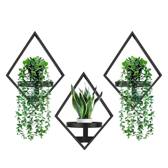 Macetero de Pared con Diseño en Diamante - Soporte para Plantas de Interior, Ahorra Espacio, Incluye Herramientas