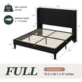 thumbnail image 6 of Amolife Full Size Bed Frame, Velvet Platform Bed with Upholstered Wingback Headboard, No Box Spring Needed, Black, 6 of 12