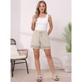 thumbnail image 4 of DARING DIVA Women's Beach Drawstring High Waisted Shorts with Pockets X-Small Beige, 4 of 6
