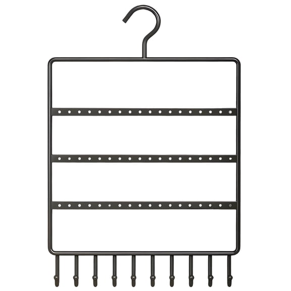 Wall Mounted Black Jewelry Display Stand Holder for Earring Necklace Storage