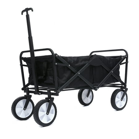 AUDEW Folding Wagon Cart with Telescoping Handle, Collapsible Outdoor Utility Wagon Heavy Duty Beach Wagon for Kids,Garden, Beach, Shopping with Oxford Basket Dust Protection