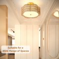 thumbnail image 3 of Giutna 13.6" Boho Light Fixtures Flush Mount, 3-Light Rattan Ceiling Light Fixtures Flush Mount Gold for Bedroom, Flower-Shaped C, 3 of 7