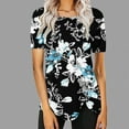 thumbnail image 2 of Raeneomay Summer Tops Curved Hem Flowy Shirts Women's Casual Round Neck Casual Button Printed Short Sleeve Blouse Short Sleeve Round Neck Blouse/Shirt, 2 of 5