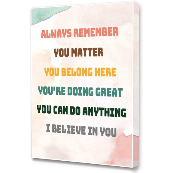 Always Remember You Matter Canvas Framed Wall Art,Diversity Education Inspirational Quote Canvas Wall Art Ready to Hang for Kids Teens Classroom/Nursery/School Wall Decor,12" x 15"