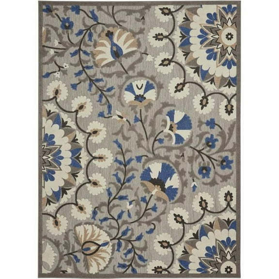 5â€™ x 8â€™ Gray and Blue Vines Indoor Outdoor Area Rug