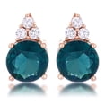 thumbnail image 1 of Precious Stars Rose Goldtone Blue-Green Cubic Zirconia Round Cluster Earrings, 1 of 2