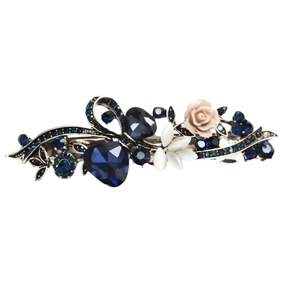 DESIGNICE3-Pack Flower Hair Clips, Vintage Rhinestone Barrettes With Metal Butterfly For Women And Girls