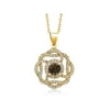 Gem Stone King 2.86 Ct Round Brown Smoky Quartz 18K Yellow Gold Plated Silver Pendant
