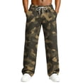 thumbnail image 2 of Men's Relaxed-Fit Camouflage Print Drawstring Straight-Leg Pants - Stretch Waist Casual Trousers for Outdoor, Casual, and Military-Inspired WearArmy GreenL, 2 of 8