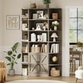 thumbnail image 4 of 75" Tall Bookcase with Storage Cabinet, 6-Tier Wide Floor Bookshelf with Doors, Modern Wooden Display Shelf Organizer for Home Living Room Bedroom, Gray, 4 of 7