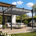 thumbnail image 2 of 10x12 FT Outdoor Pergola with Retractable Shade Canopy, Extra Large Patio Shelter Pavilion with Aluminum Frame & Roller Shade Curtains for Patio, Backyard, or Deck, 2 of 9