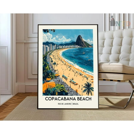 Copacabana Beach Rio De Janeiro Poster, Unframed Paper Poster 8x10in