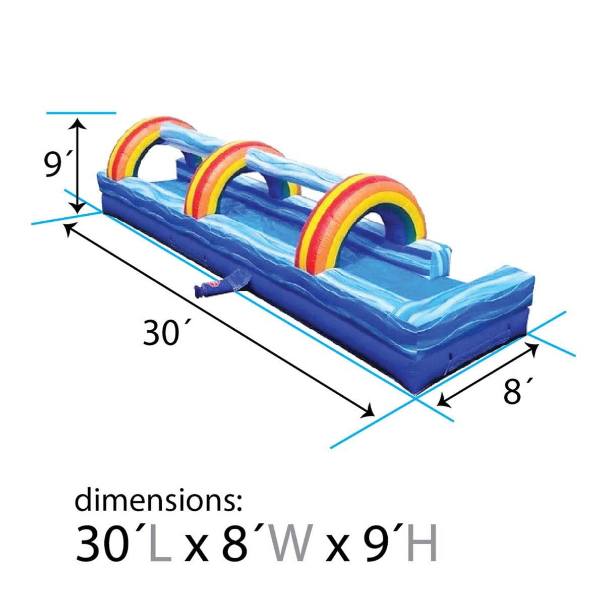 TentandTable Commercial Inflatable Splash and Ride Waterslide, Blue Marble with Blower, 30'