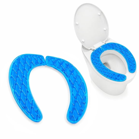 YEMNPIOS Gel Toilet Seat Cushion Washable Padded Riser Cover Adhesive Portable for Pain Relief Comfort Elderly Handicapped Seniors Blue