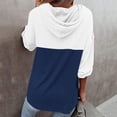 thumbnail image 4 of Women Casual Hooded Two Color Splicing Printing Drawstring Long Sleeves Button Sweatshirt Hoodie Top, 4 of 6