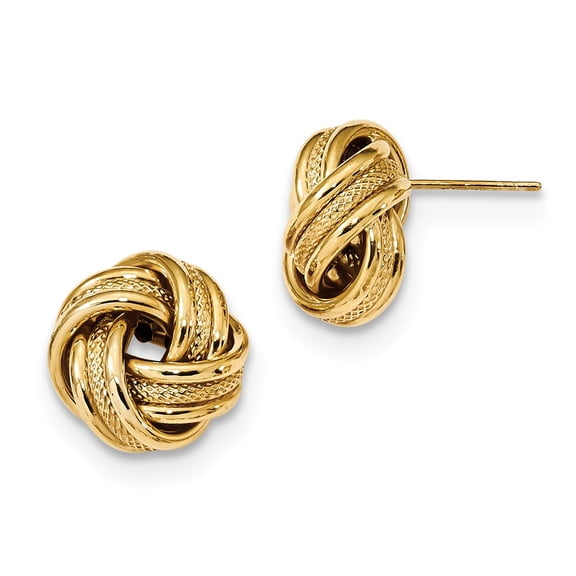14k Polished Textured Triple Love Knot Post Earrings