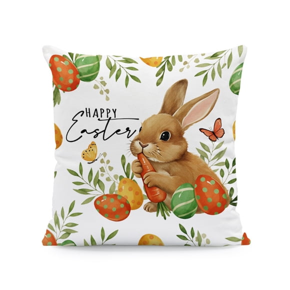 Outdoor Pillows Outdoor Lumbar Support Pillows Waterproof Throw Pillow for Couch Sofa Bed with Insert Watercolor Flowers Eggs Cute Bunny Easter Rabbits Bedding 45 X 45 cm