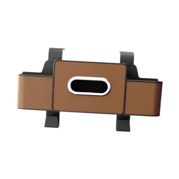 Organizador de asiento trasero de coche, porta pañuelos de piel sintética, para mantener ordenados los accesorios de viaje. Marrón