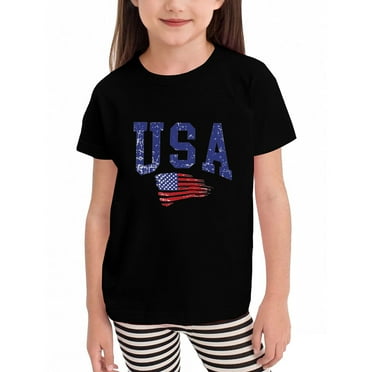 CCRFTGI Independence Day Shirts for Boys 4th Of July Crew Neck Black T Shirt 2025 Summer Patriotic USA Flag Print Tshirt Cute Short Sleeve Shirts,Black 11-12 Years