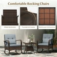 thumbnail image 4 of Gymax 3PCS Outdoor Rocking Set Rattan Rocker Chairs w/ Tempered Glass Coffee Table Wicker Rocker Set Grey, 4 of 10
