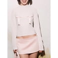 thumbnail image 5 of Nygoyerh Women Mesh Tops Slim See Through Mock Neck Solid Color Long Sleeve Short Shirt, 5 of 8