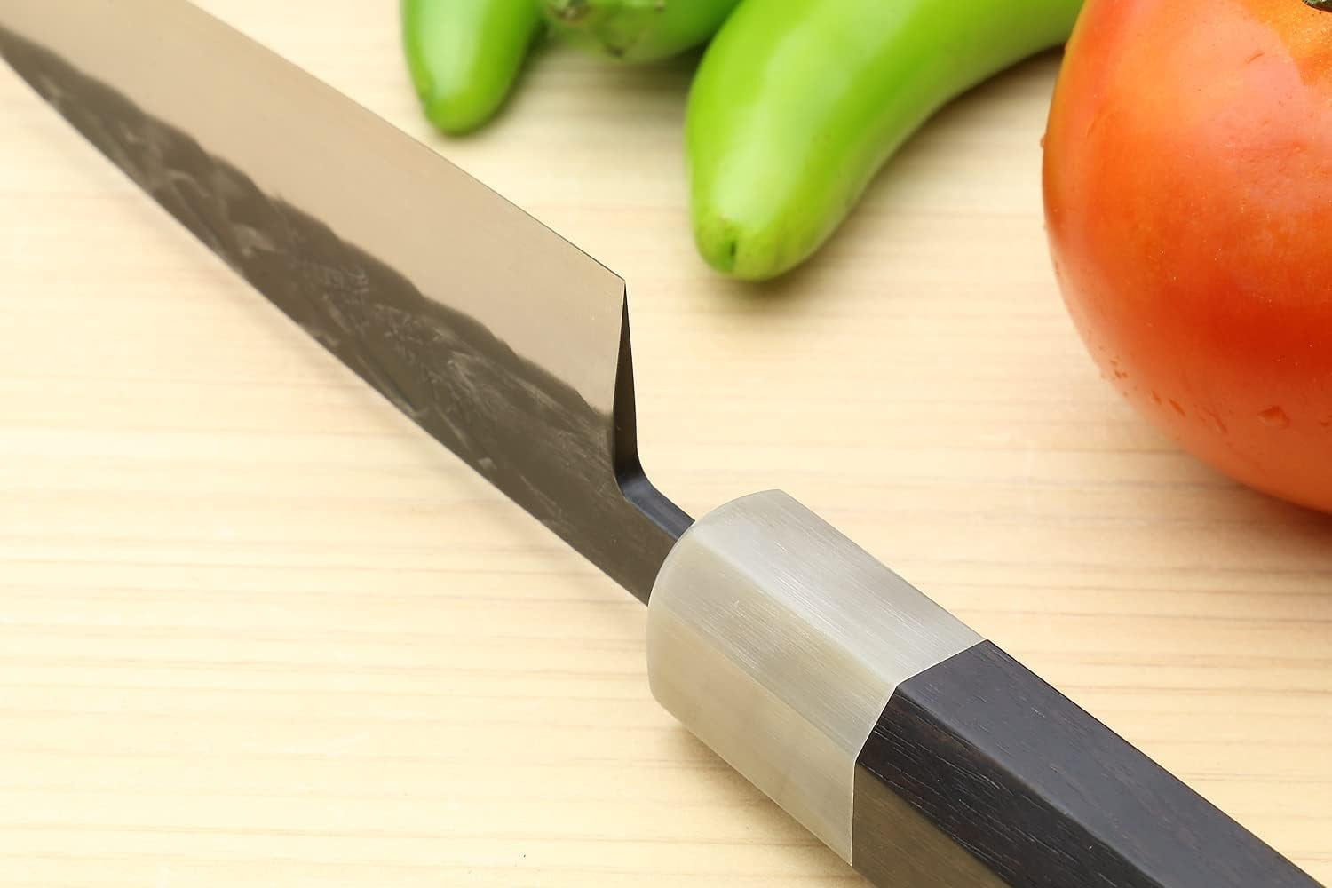 Yoshihiro Kurouchi Stainless Clad High Performance SLD Japanese Petty Utility Knife Ebony Handle (5.3"(135mm) & Saya)