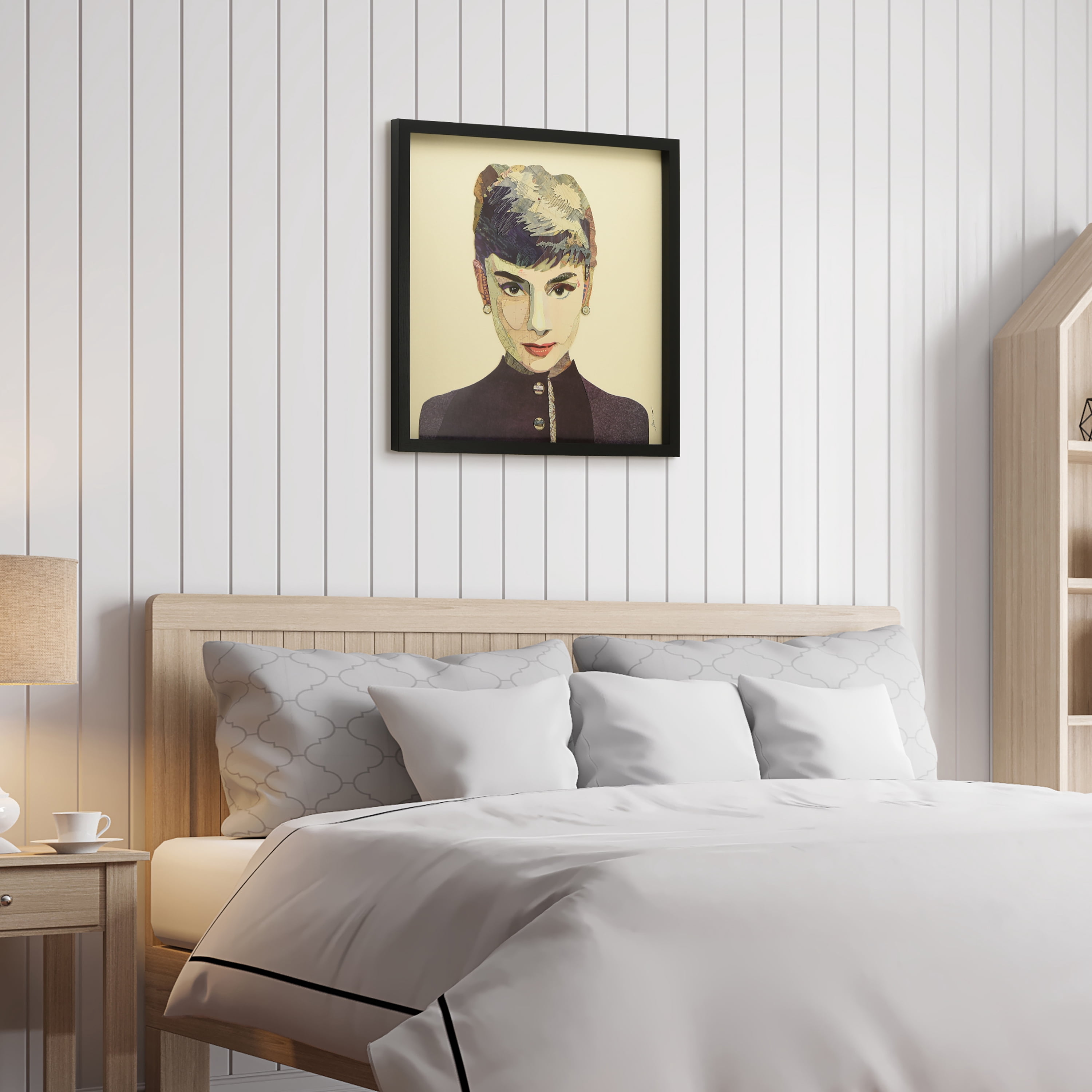 "Audrey" Dimensional Collage Framed Graphic Art Under Glass Wall Art