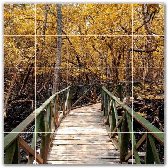 Picture-Tiles.com: Bridge Ceramic Tile Wall Mural WAL500249-55L. 40"W x 40"H using (25) 8" x 8" Ceramic Tiles-Satin Finish