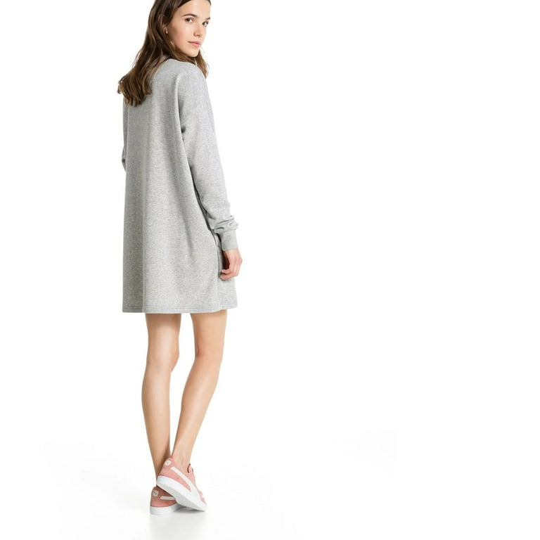 Women s Puma 593479 Fusion Crew Neck Sweater Dress Light Gray Heather Foi M