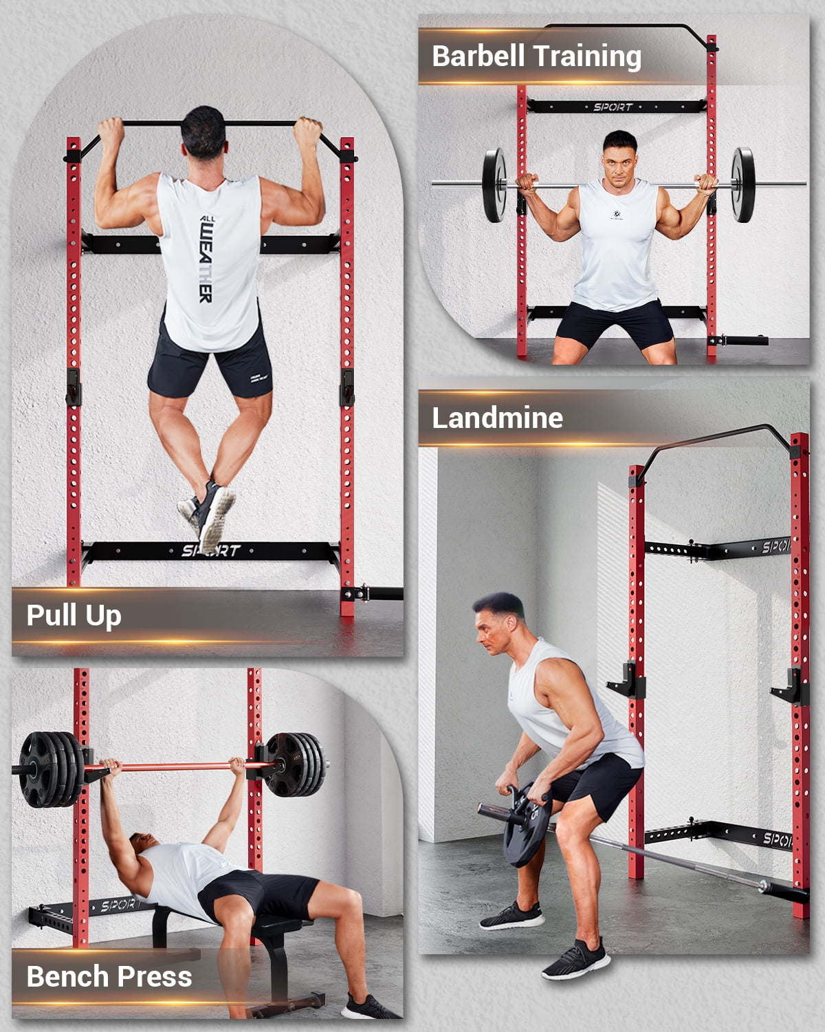 Garvee Folding Power Rack with 1000 lb Capacity, Wall Mounted
