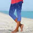 thumbnail image 2 of Womens Summer High Waisted Printing Capris Matching Slim Fitting Yoga Gym Pants, 2 of 8