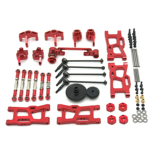 Front Rear Drive Shafts Remote Control Car Motor Gear Assembly Set Upgrade Modified Parts Replacement for WLtoys 124018 124019 Red