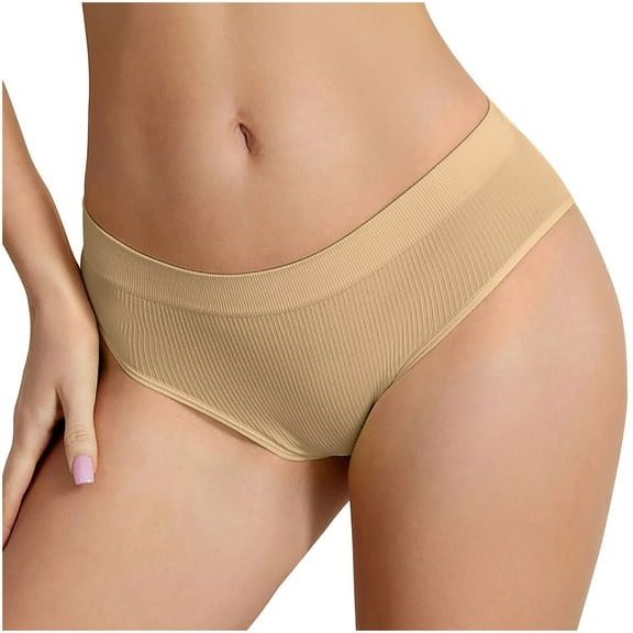 Ashirexll Seamless Underwear for Women, Breathable Cotton Seamless Women's Underwear Beige M