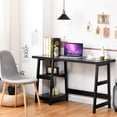 thumbnail image 3 of Costway Trestle Computer Desk Indoor Office Workstation w/Removable Shelf Black, 3 of 12